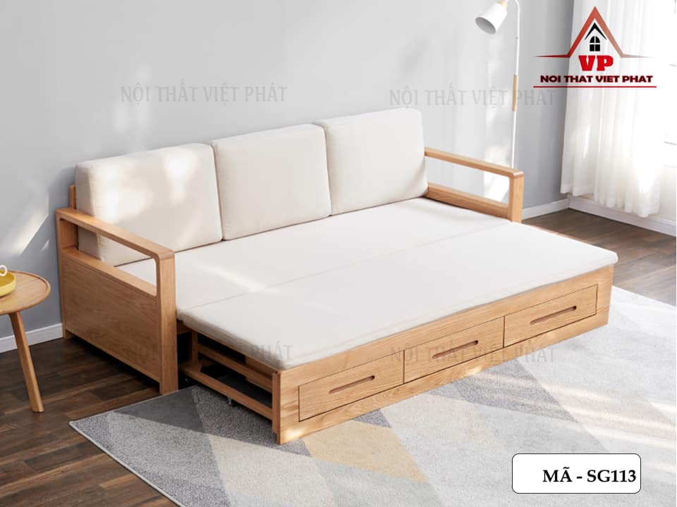 Sofa Giường Gỗ Sồi Đa Năng - Mã SG113-1