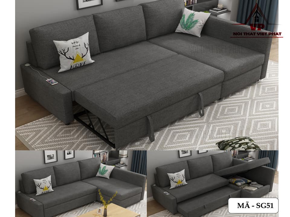 Sofa Giường Kéo Màu Đen - Mã SG51-4