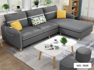 sofa phong khach cho chung cu pk05 xam