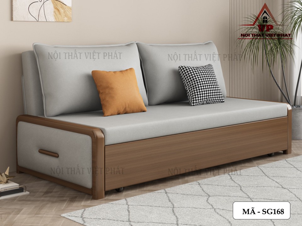 Sofa Giường Tay Gỗ - Mã SG168-5