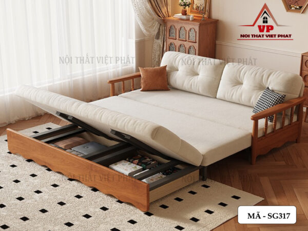 Ghế Sofa Gỗ Kéo Ra Thành Giường - Mã SG317-3