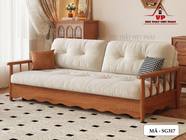Ghế Sofa Gỗ Kéo Ra Thành Giường - Mã SG317