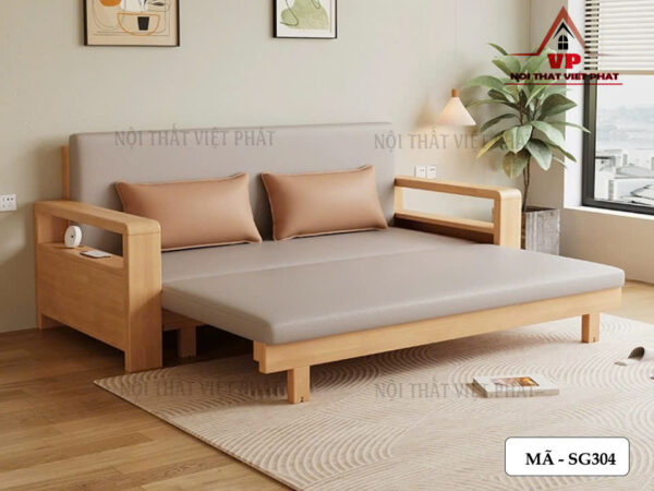 Sofa Giường Gỗ Giá Rẻ TPHCM - Mã SG304-1