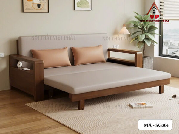 Sofa Giường Gỗ Giá Rẻ TPHCM - Mã SG304-2