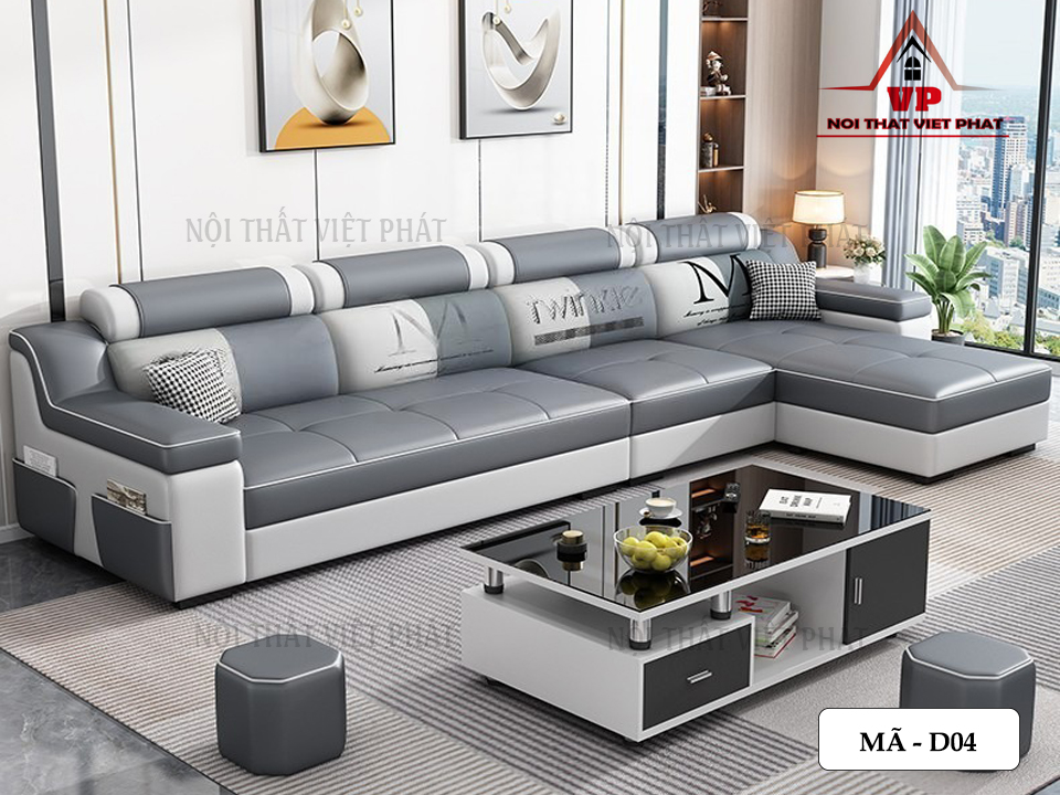 Ghế Sofa L Da - Mã D04 12 Ghế Sofa L Da - Mã D04-1